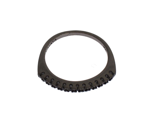 Nialaya Black CZ Rhodium 925 Silver Womens Ring - ClickThatClicks 