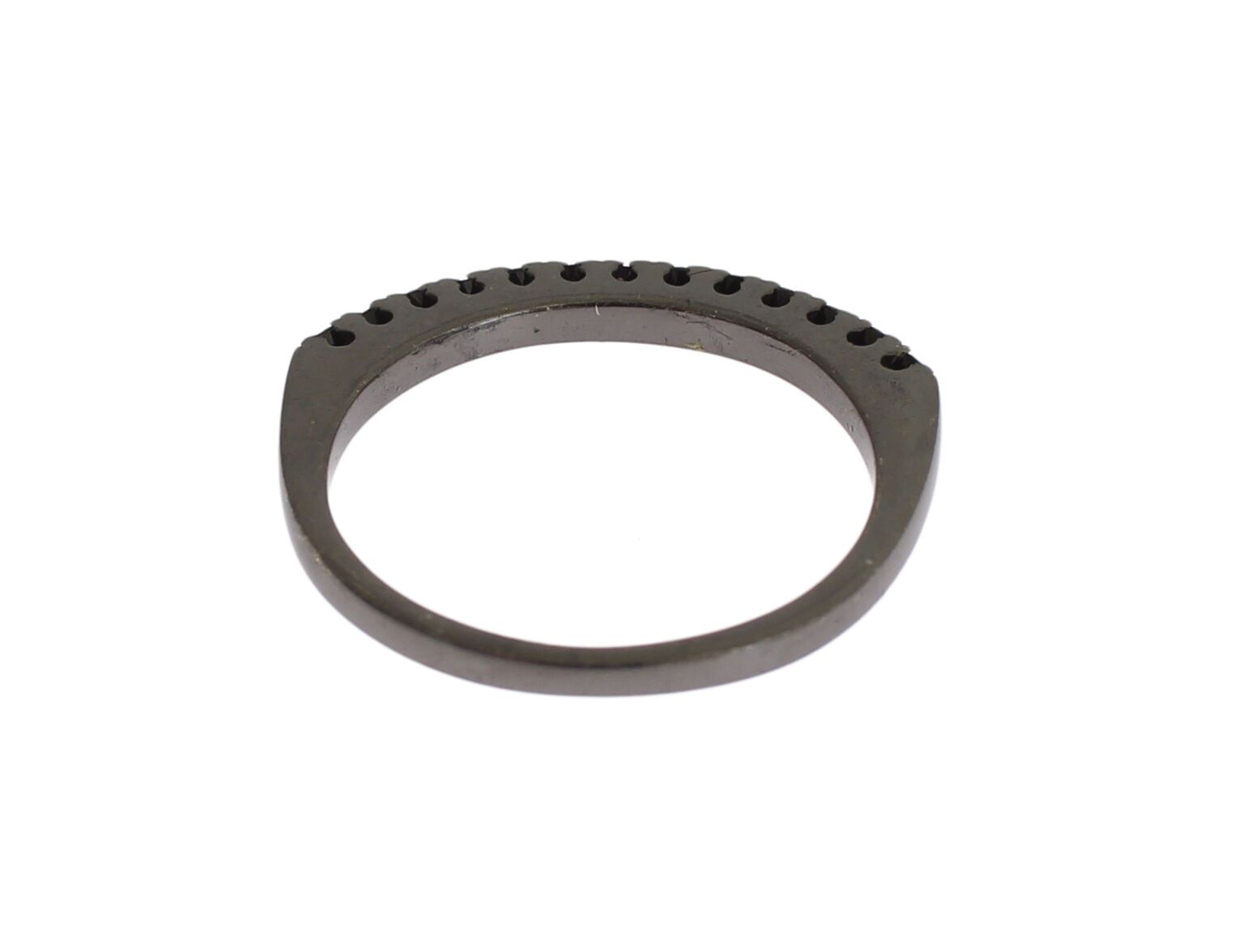 Nialaya Black CZ Rhodium 925 Silver Womens Ring - ClickThatClicks 