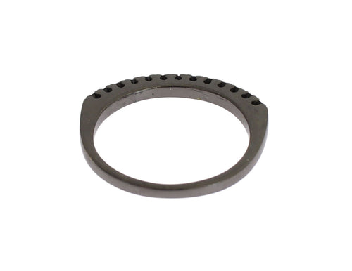 Nialaya Black CZ Rhodium 925 Silver Womens Ring - ClickThatClicks 