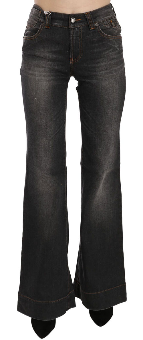 John Galliano Black Washed Mid Waist Flared Denim Casual Jeans - ClickThatClicks 