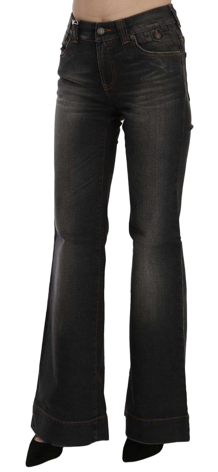 John Galliano Black Washed Mid Waist Flared Denim Casual Jeans - ClickThatClicks 