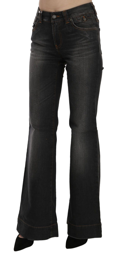 John Galliano Black Washed Mid Waist Flared Denim Casual Jeans - ClickThatClicks 