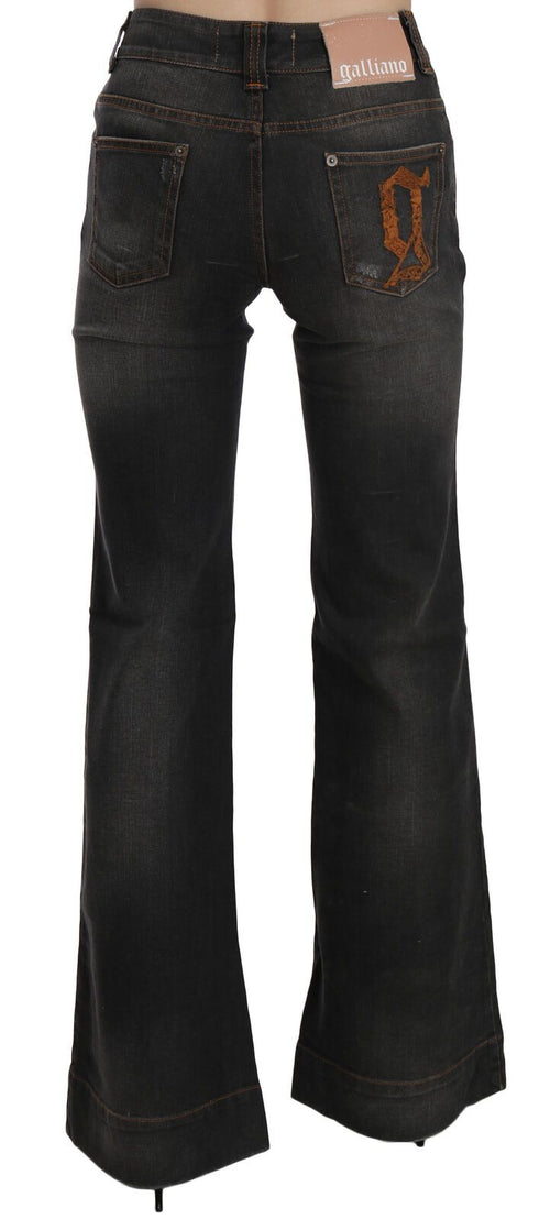 John Galliano Black Washed Mid Waist Flared Denim Casual Jeans - ClickThatClicks 