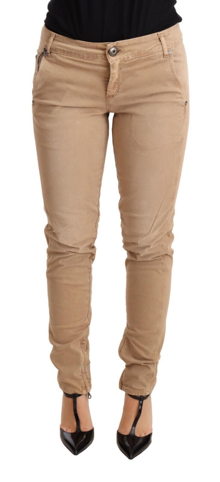 Ermanno Scervino Brown Low Waist Skinny Denim Trouser Cotton Jeans - ClickThatClicks 
