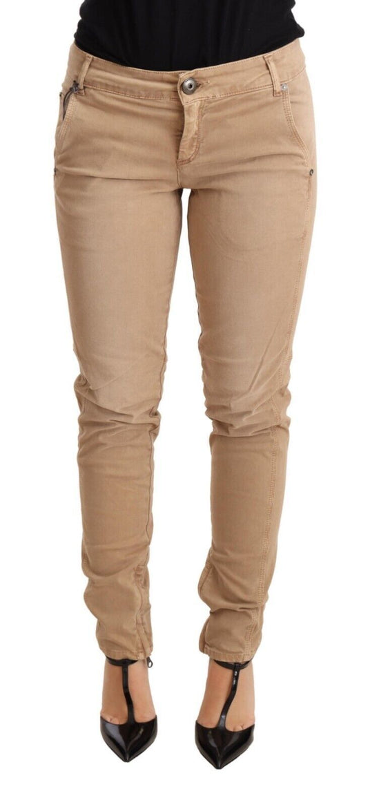 Ermanno Scervino Brown Low Waist Skinny Denim Trouser Cotton Jeans - ClickThatClicks 