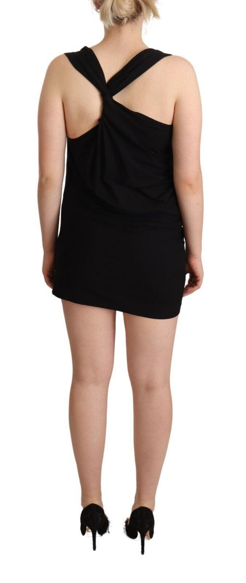 Roberto Cavalli Black Sleeveless Cotton Sheath Mini Dress - ClickThatClicks 