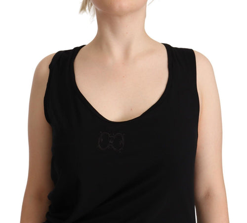 Roberto Cavalli Black Sleeveless Cotton Sheath Mini Dress - ClickThatClicks 
