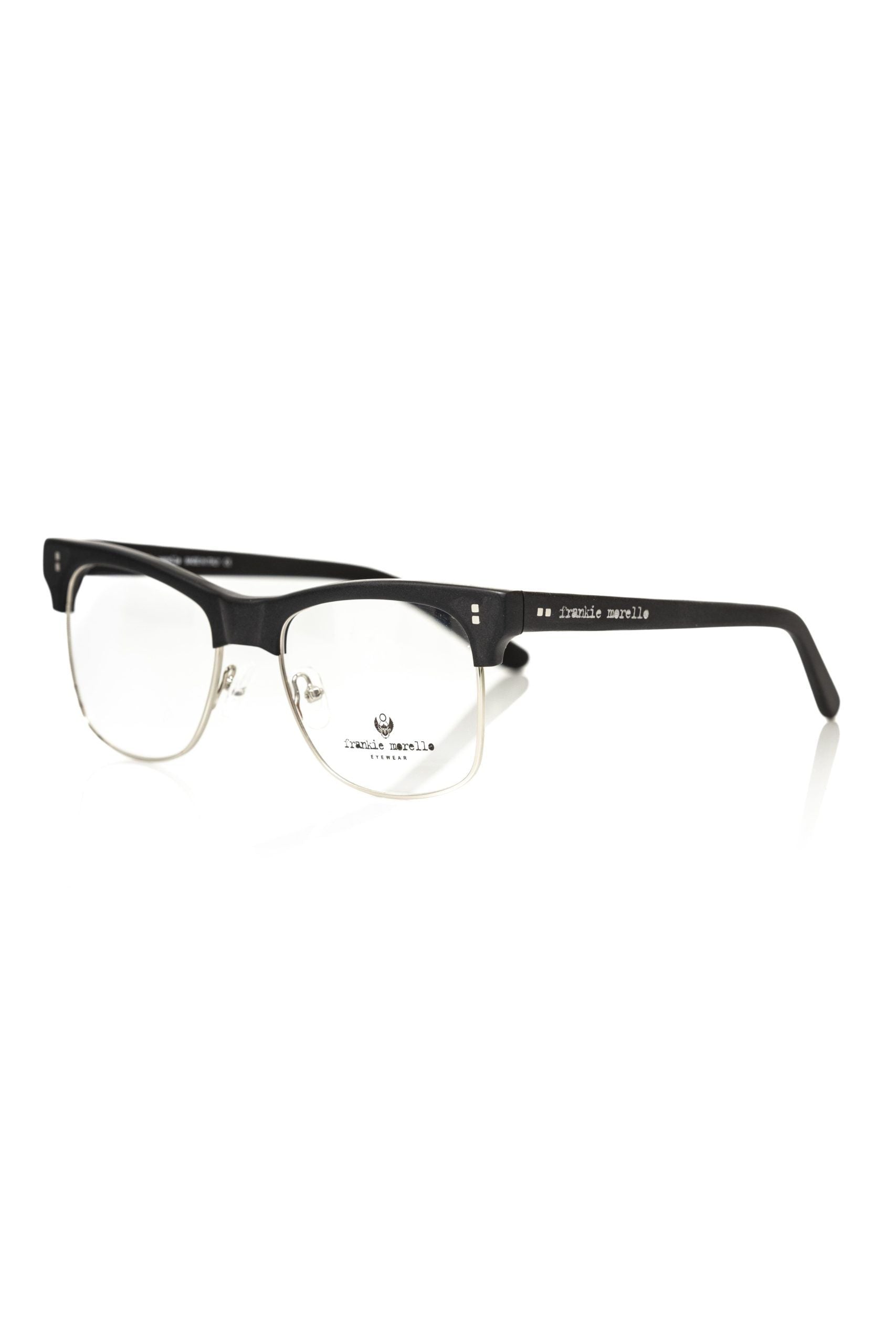 Frankie Morello Black Metallic Men's Eyeglass Frame - ClickThatClicks 