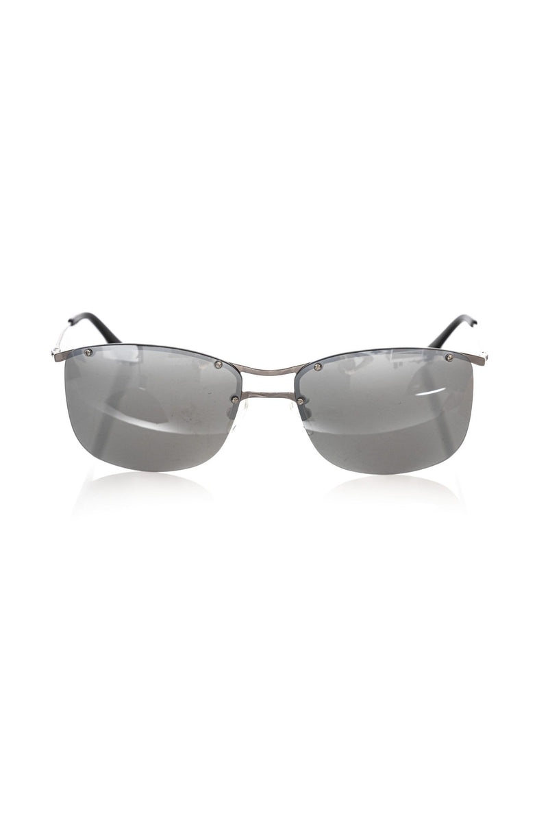Frankie Morello Silver Metallic Fibre Men Sunglass