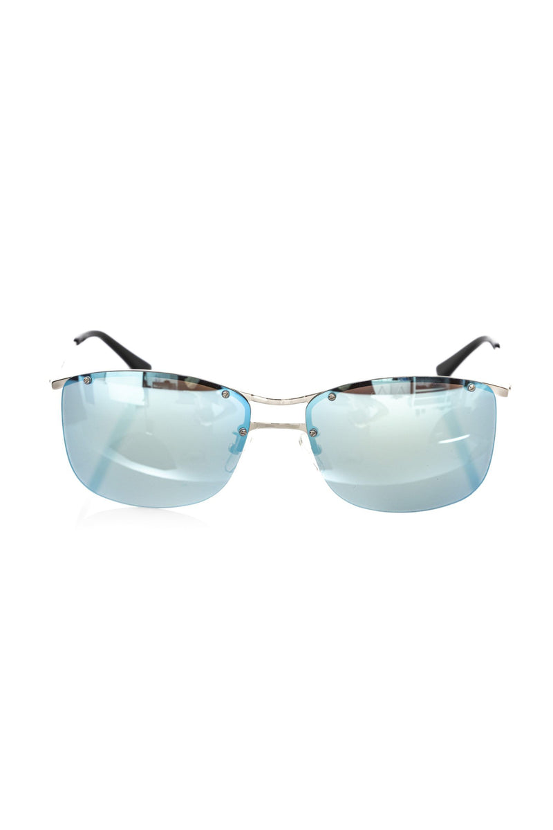 Frankie Morello Silver Metallic Men Sunglasses