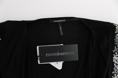 Roccobarocco Black Embellished Jersey Mini Sheath Short Dress - ClickThatClicks 