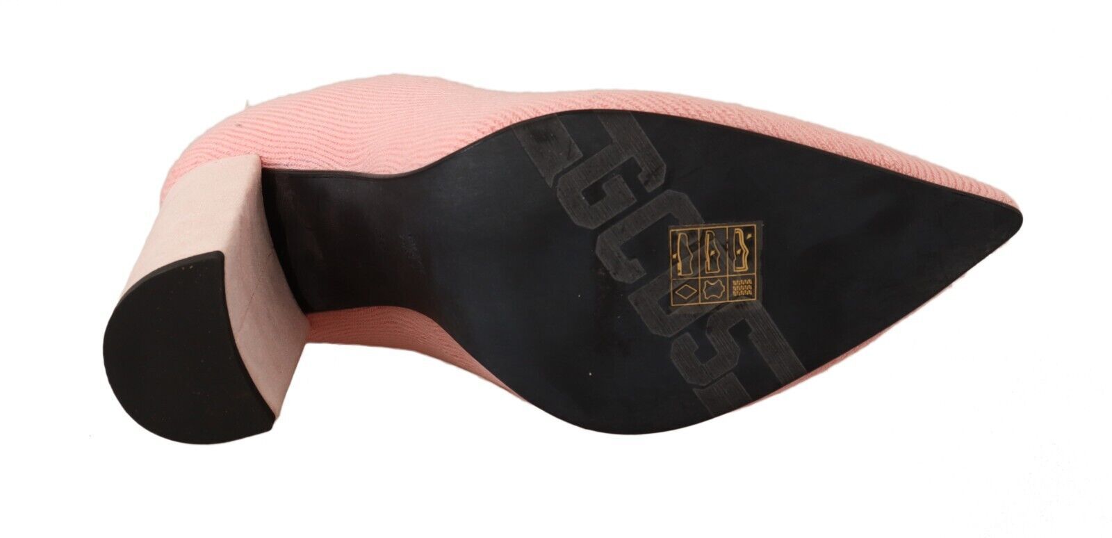 GCDS Pink Suede Logo Socks Block Heel Ankle Boots Shoes - ClickThatClicks 
