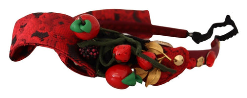 Dolce & Gabbana Red Tiara Berry Fruit Crystal Bow Hair Diadem Headband - ClickThatClicks 