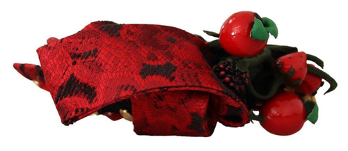Dolce & Gabbana Red Tiara Berry Fruit Crystal Bow Hair Diadem Headband - ClickThatClicks 