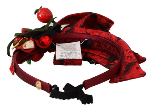 Dolce & Gabbana Red Tiara Berry Fruit Crystal Bow Hair Diadem Headband - ClickThatClicks 