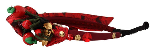 Dolce & Gabbana Red Tiara Berry Fruit Crystal Bow Hair Diadem Headband - ClickThatClicks 