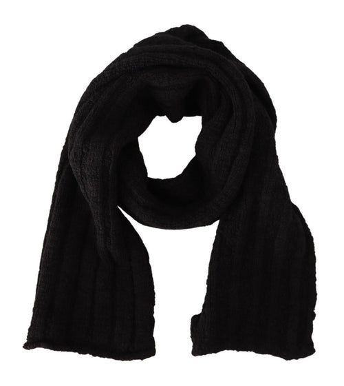 Dolce & Gabbana Black Virgin Wool Knitted Unisex Warmer Shawl Scarf - ClickThatClicks 