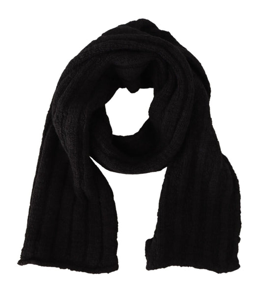 Dolce & Gabbana Black Virgin Wool Knitted Unisex Warmer Shawl Scarf - ClickThatClicks 