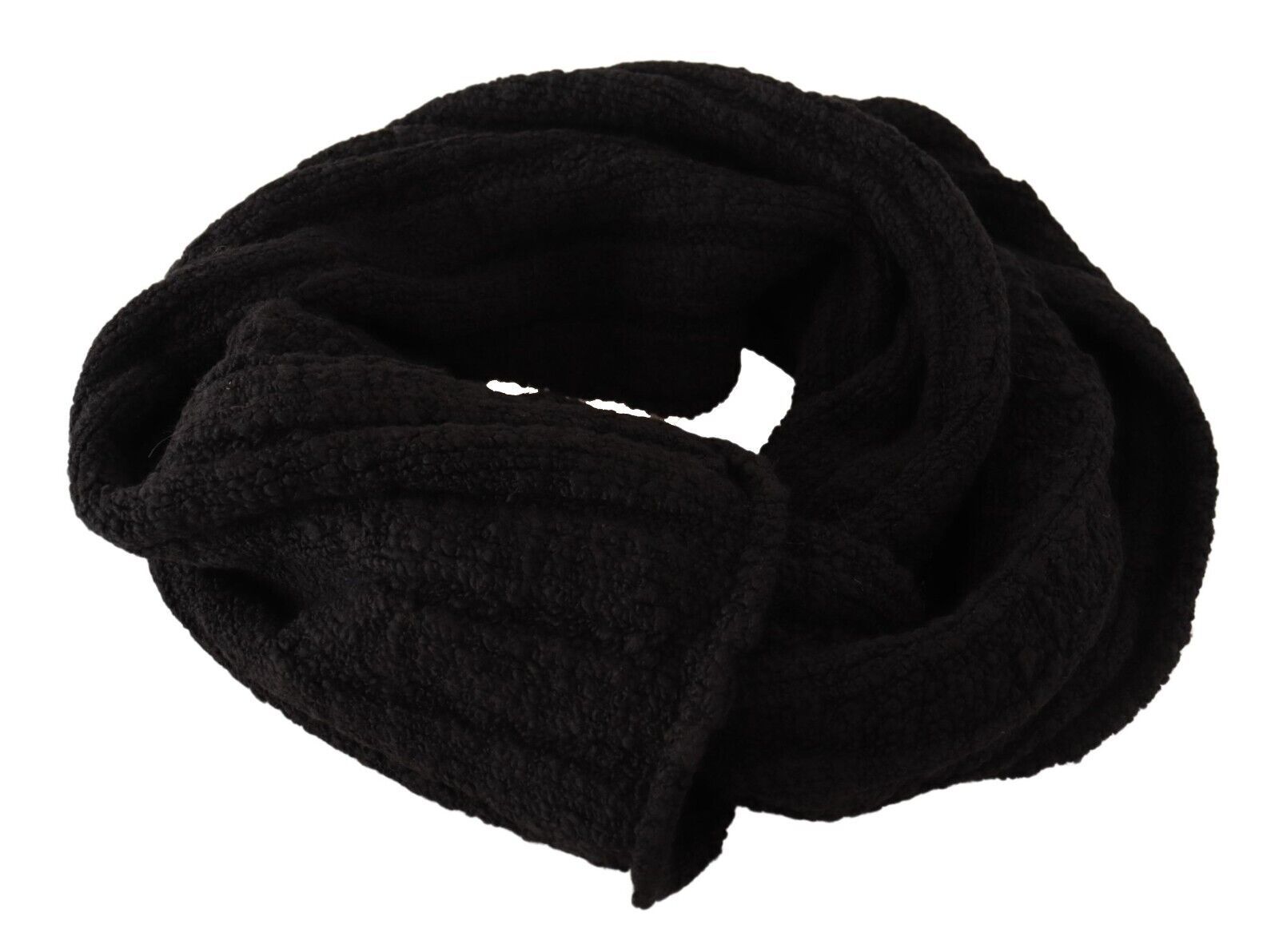 Dolce & Gabbana Black Virgin Wool Knitted Unisex Warmer Shawl Scarf - ClickThatClicks 