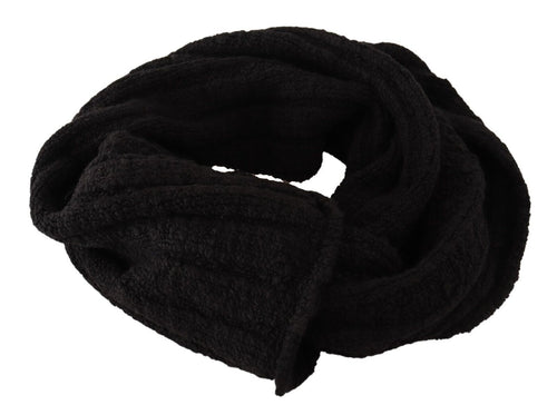 Dolce & Gabbana Black Virgin Wool Knitted Unisex Warmer Shawl Scarf - ClickThatClicks 