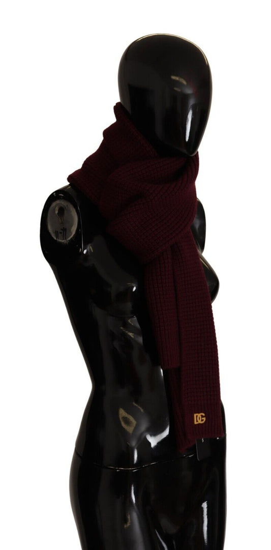 Dolce & Gabbana Dark Red Cashmere Logo Wrap Shawl Knitted Scarf - ClickThatClicks 