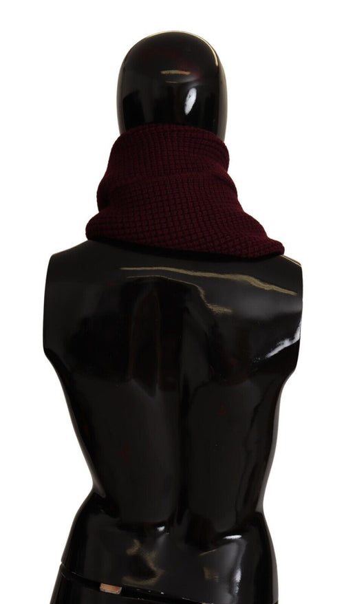 Dolce & Gabbana Dark Red Cashmere Logo Wrap Shawl Knitted Scarf - ClickThatClicks 