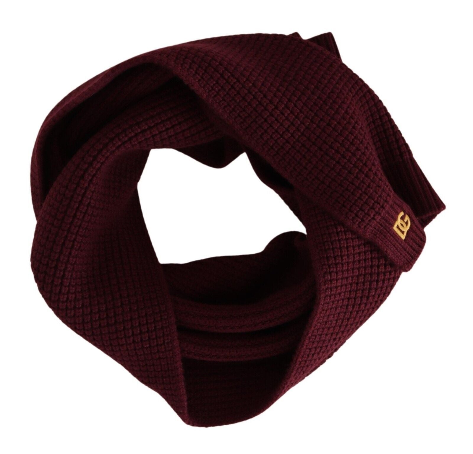 Dolce & Gabbana Dark Red Cashmere Logo Wrap Shawl Knitted Scarf - ClickThatClicks 