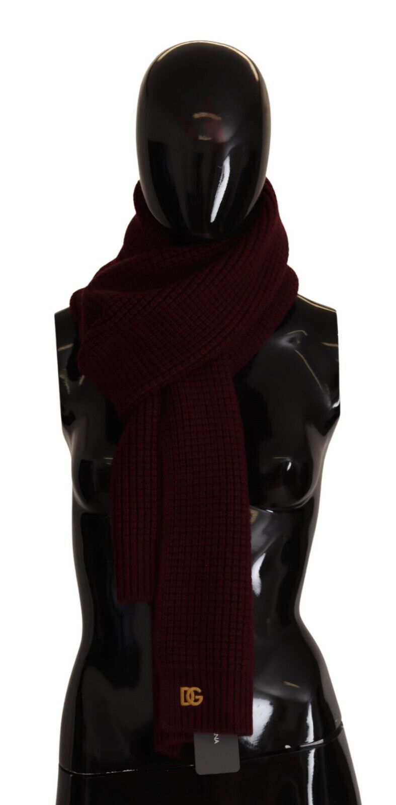 Dolce & Gabbana Dark Red Cashmere Logo Wrap Shawl Knitted Scarf - ClickThatClicks 