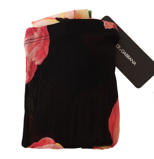 Dolce & Gabbana Black Floral Print Nylon Tights Stockings - ClickThatClicks 