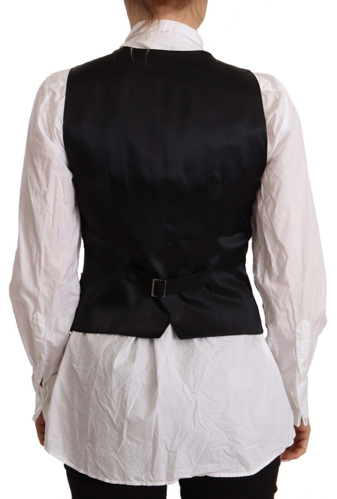 Dolce & Gabbana Black Button Down Sleeveless Vest Viscose Top - ClickThatClicks 