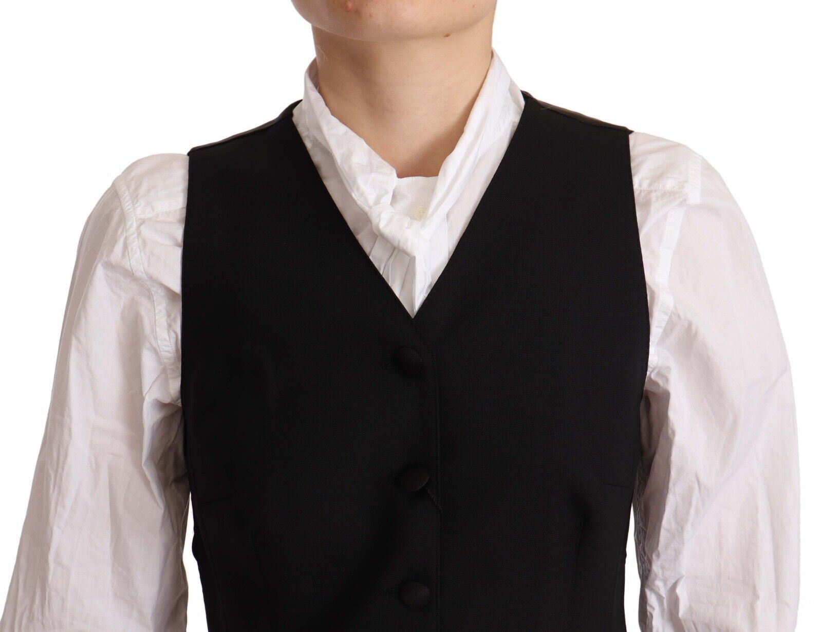 Dolce & Gabbana Black Button Down Sleeveless Vest Viscose Top - ClickThatClicks 