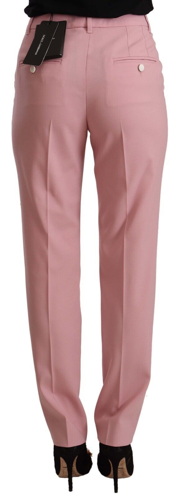 Dolce & Gabbana Pink Wool Stretch High Waist Trouser Pants - ClickThatClicks 