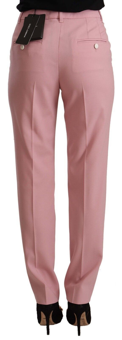 Dolce & Gabbana Pink Wool Stretch High Waist Trouser Pants - ClickThatClicks 
