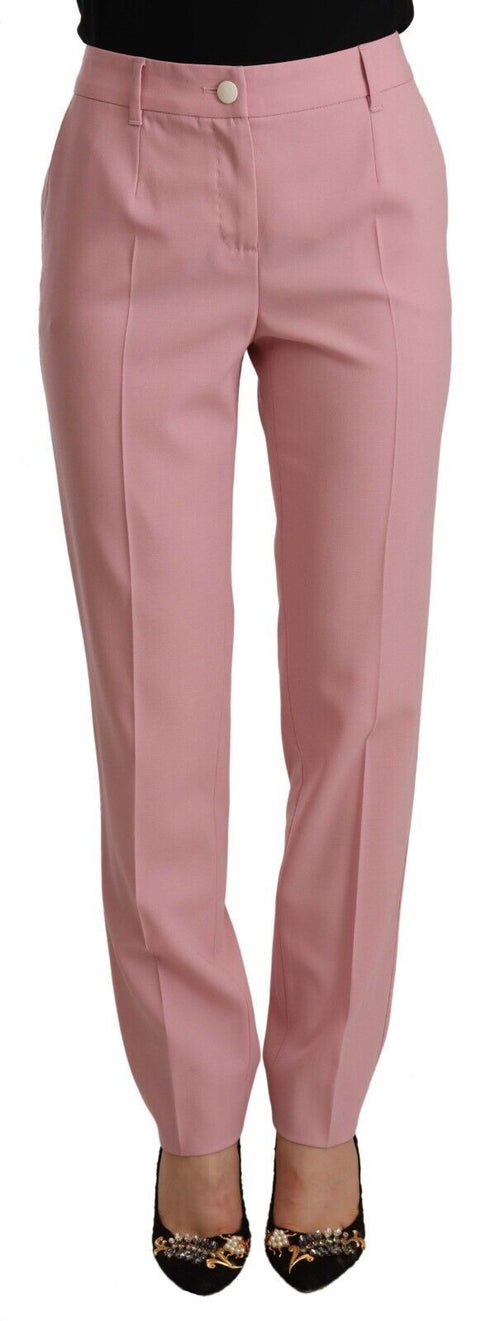 Dolce & Gabbana Pink Wool Stretch High Waist Trouser Pants - ClickThatClicks 