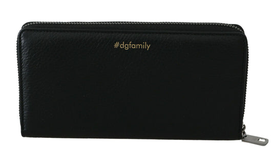 Dolce & Gabbana Black Blue Leather #DGFAMILY Zipper Continental Wallet - ClickThatClicks 