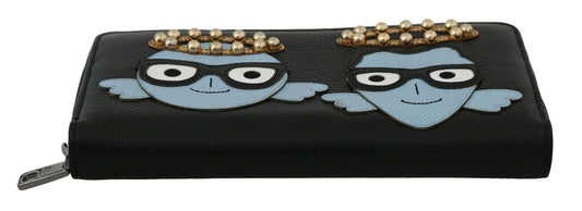Dolce & Gabbana Black Blue Leather #DGFAMILY Zipper Continental Wallet - ClickThatClicks 