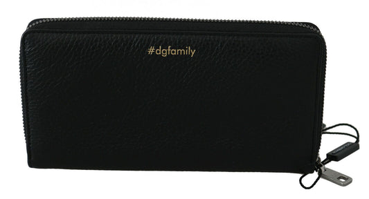 Dolce & Gabbana Black Red Leather #DGFAMILY Zipper Continental Wallet - ClickThatClicks 