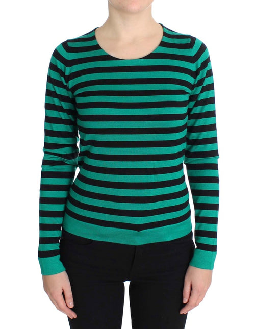 Dolce & Gabbana Green Black Silk Cashmere Sweater - ClickThatClicks 