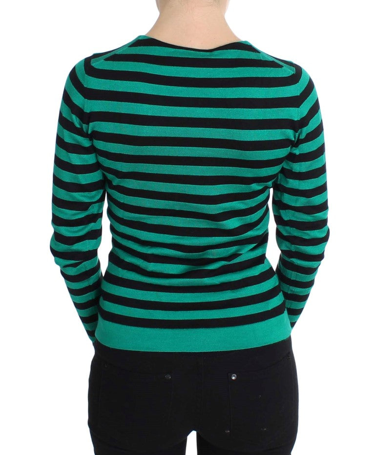 Dolce & Gabbana Green Black Silk Cashmere Sweater - ClickThatClicks 