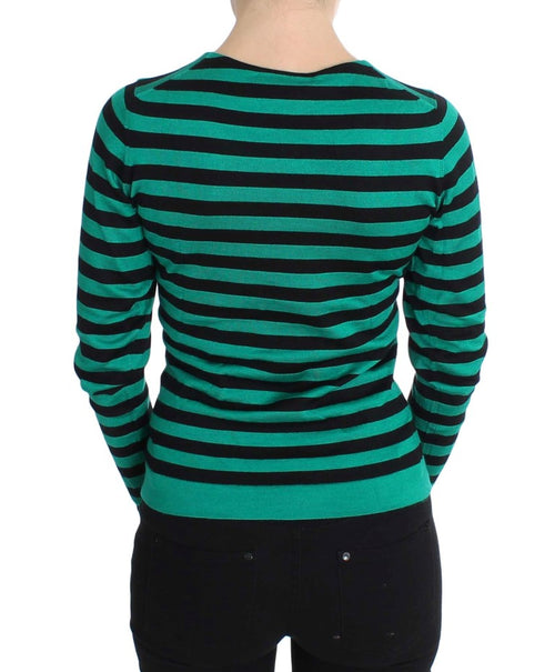 Dolce & Gabbana Green Black Silk Cashmere Sweater - ClickThatClicks 