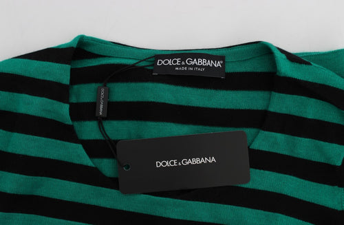 Dolce & Gabbana Green Black Silk Cashmere Sweater - ClickThatClicks 
