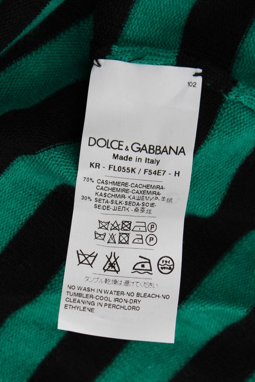 Dolce & Gabbana Green Black Silk Cashmere Sweater - ClickThatClicks 