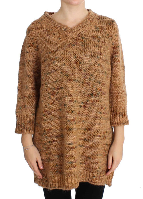 PINK MEMORIES Brown Wool Blend Knitted Oversize Sweater - ClickThatClicks 