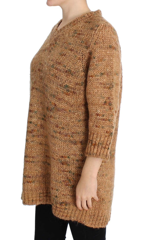 PINK MEMORIES Brown Wool Blend Knitted Oversize Sweater - ClickThatClicks 