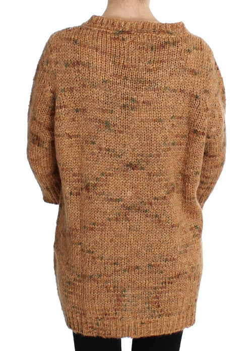 PINK MEMORIES Brown Wool Blend Knitted Oversize Sweater - ClickThatClicks 