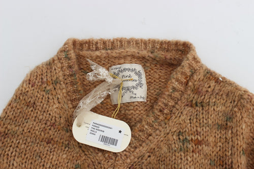 PINK MEMORIES Brown Wool Blend Knitted Oversize Sweater - ClickThatClicks 
