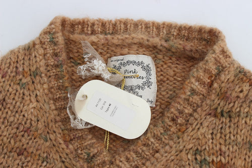 PINK MEMORIES Brown Wool Blend Knitted Oversize Sweater - ClickThatClicks 