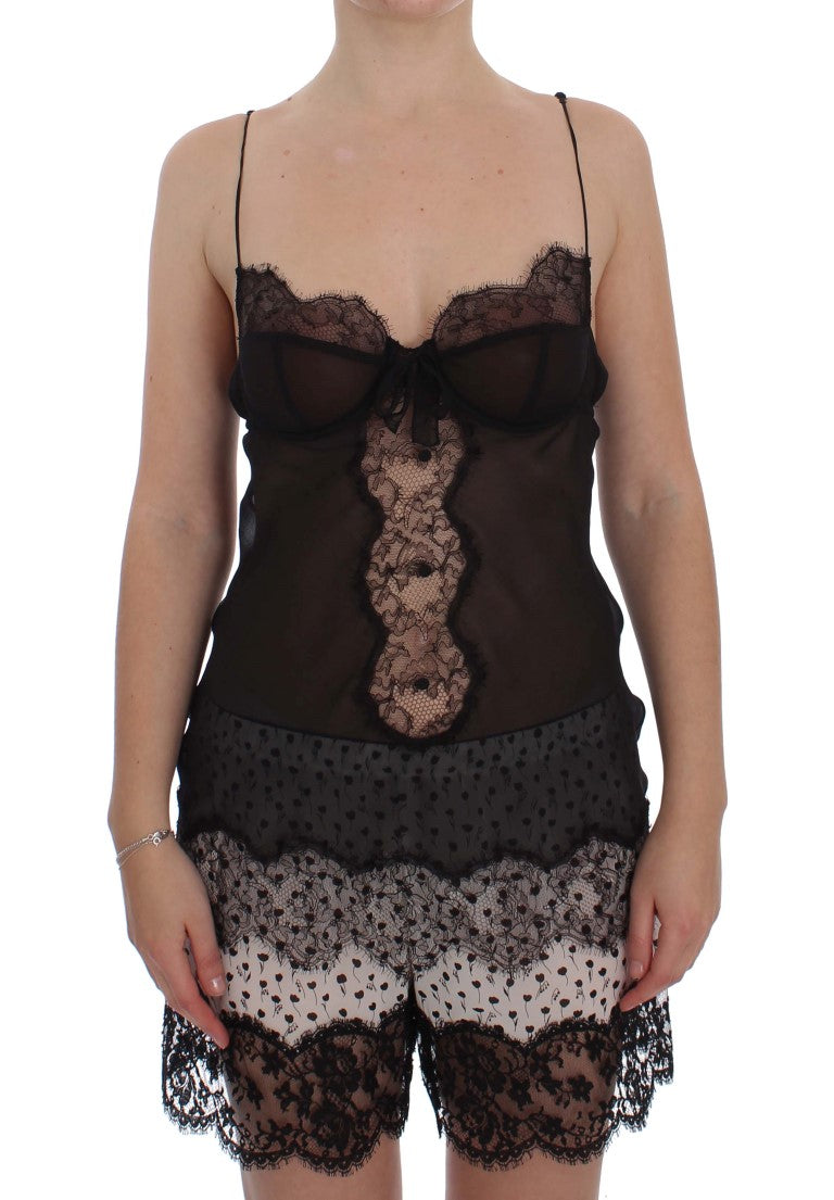 Dolce & Gabbana Black Silk Lace Babydoll Lingerie Top - ClickThatClicks 