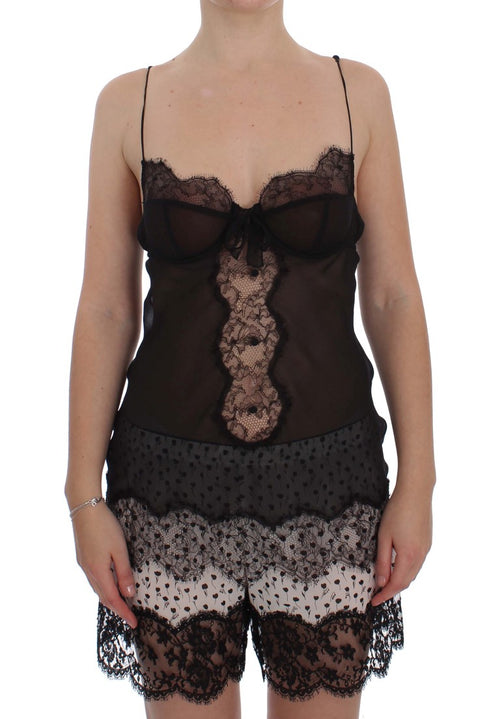 Dolce & Gabbana Black Silk Lace Babydoll Lingerie Top - ClickThatClicks 