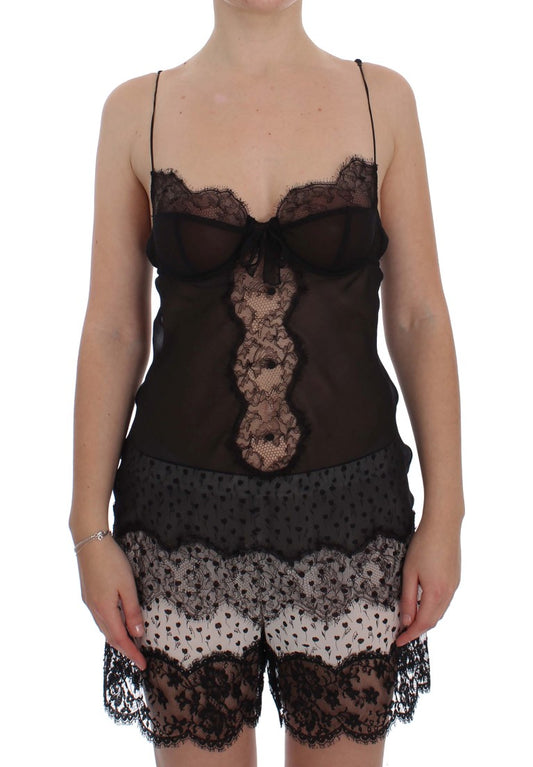 Dolce & Gabbana Black Silk Lace Babydoll Lingerie Top - ClickThatClicks 